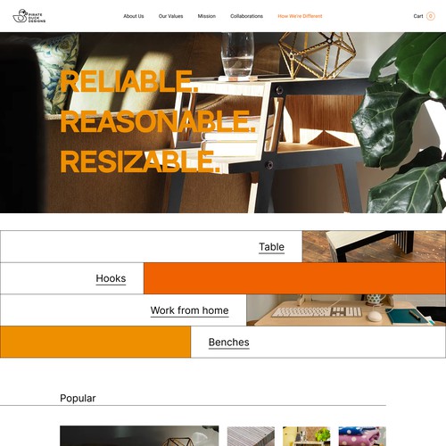 Furniture company home page