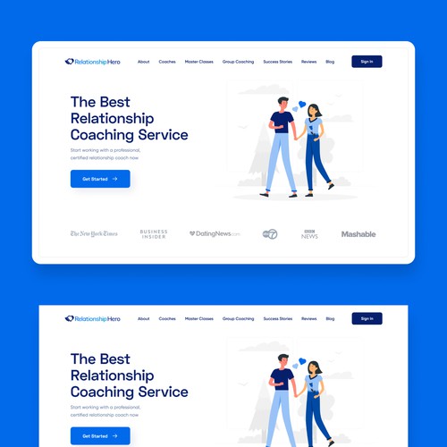 Homepage design for a Relationship Coaching Service