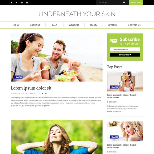 Health Blog landing page design