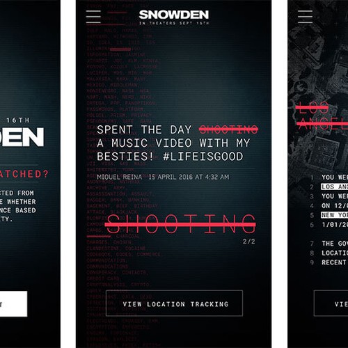 Snowden Movie app design