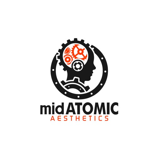 Create a steam punk / midcentury logo for midAtomic Studios.