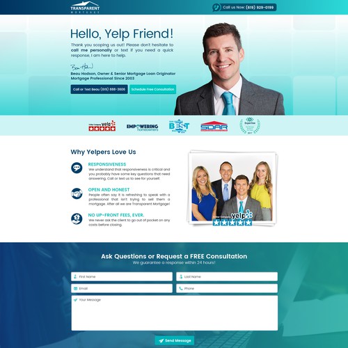 Landing Page for #1 Ranked Transparent Mortgage in San Diego