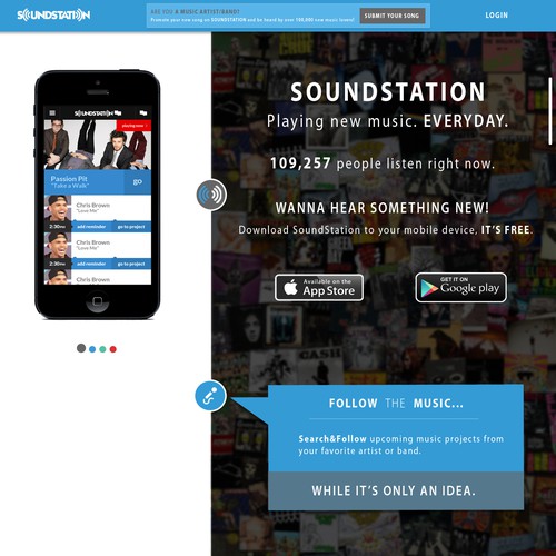 Hot Music Startup! Needs a mobile app landing page [wireframe provided]