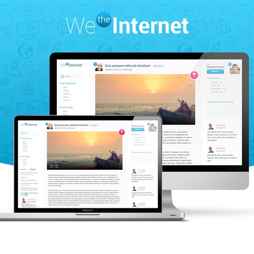 Create infinite-scrolling content layout for We The Internet