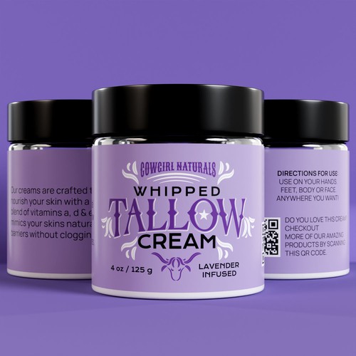 Tallow Moisturizer label for Amazon