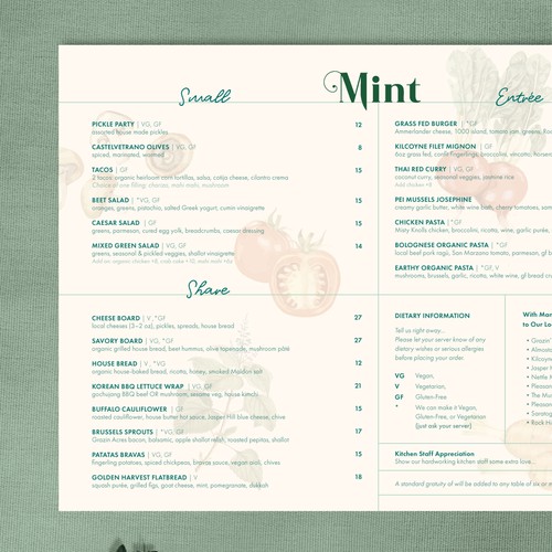 Farm to Table Restaurant Menu Design 