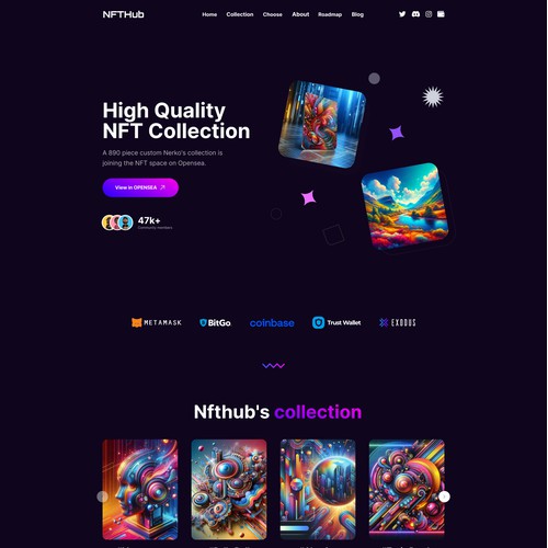 NFT Landing page Dark Mode