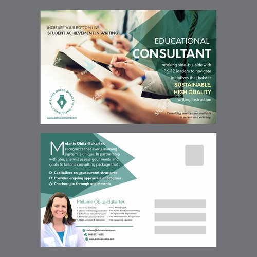 Postcard design for professional education consultant