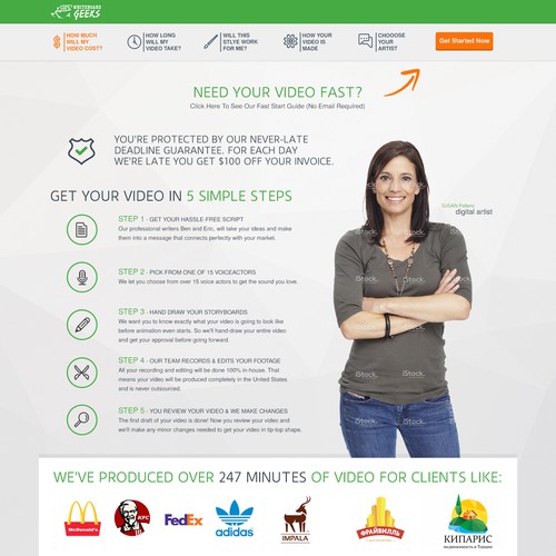 Create Video Production Site Homepage (Wireframe Included)