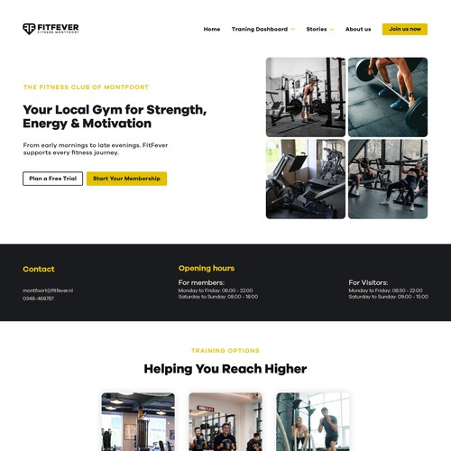 Homepage design for FitFever.