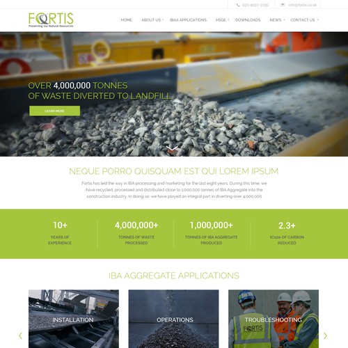 FORTIS Website Homepage Design