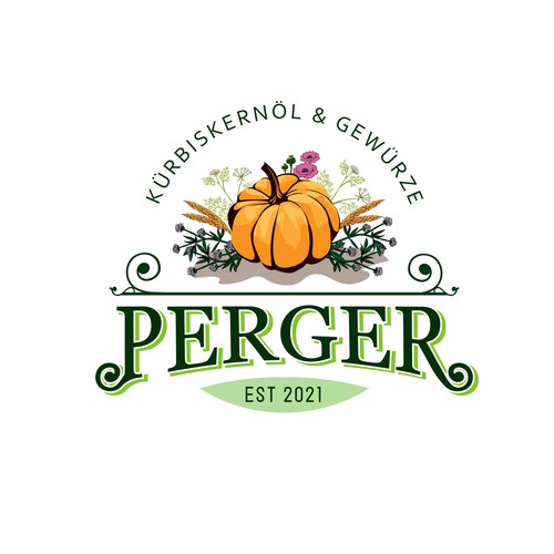 Pumpkins & Herbs - Logo for a young farmer.