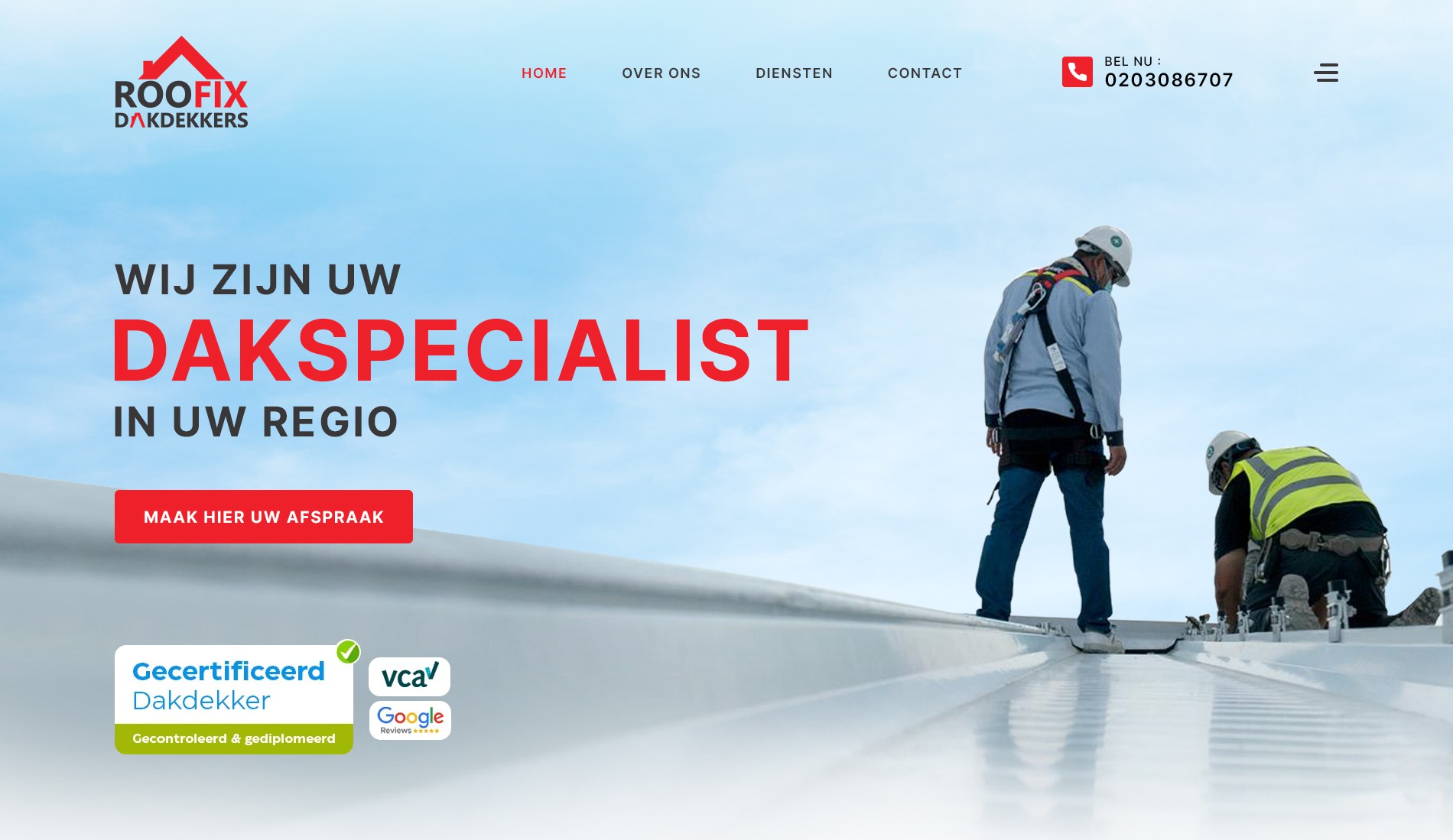 Wie ontwerpt de mooiste website header voor de dakdekkersbranche?