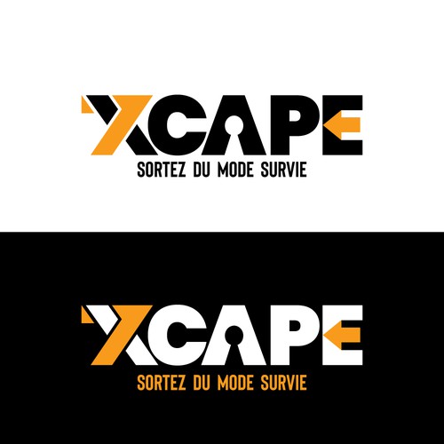 Logo for a 7 days challenge. Participants will discover 7 ways to regulate their nervous system to feel safe and confident. Xcape is like en "Escape Game" interior