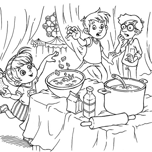 Chidrens Books Black and White Line Illustrations