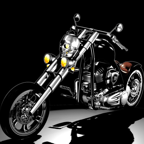 Custom motorcycle rendered from customizable 3D model file 