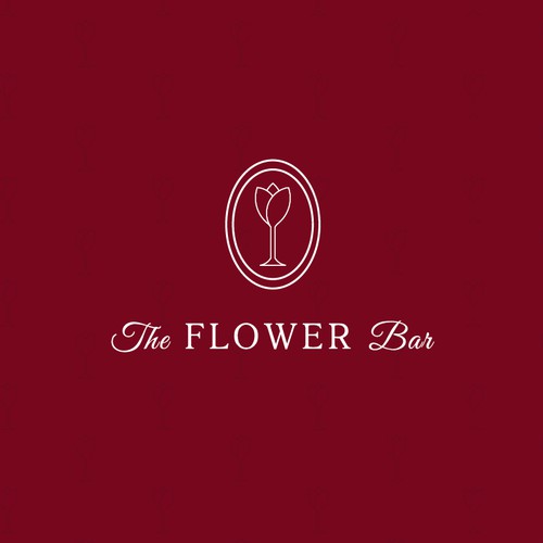 Logo for a wine bar in a flower shop