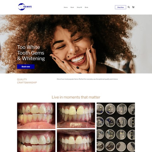 WEBSITE DESIGN FOR TOOTH GEMS & WHITENING SERVICE - TOO WHITE