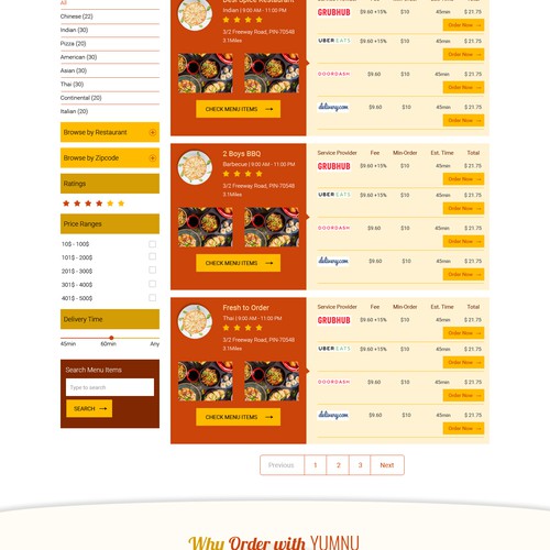 Home Page Design for Restaurant& Food Delivery Comparision