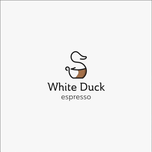 Minimal and elegant duck and coffee logo