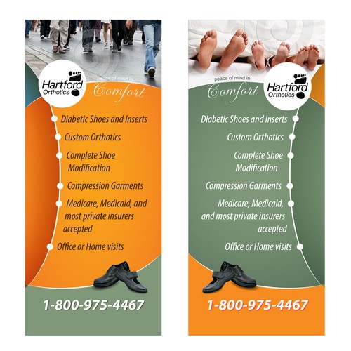 Hartford Orthotics needs two popup vertical tradeshow banners