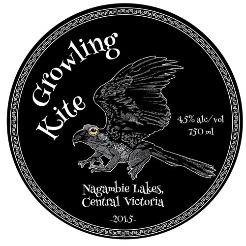 Create a quirky, interesting wine label for Growling Kite
