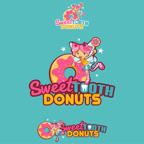 Create a logo for the dentist's donut shop: Sweet Tooth Donuts