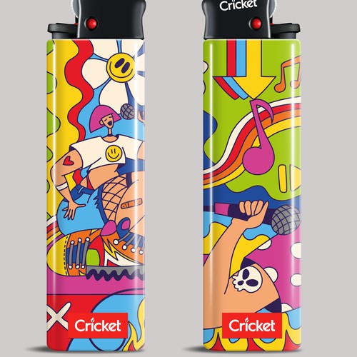 Create illustrations for a limited collection of Cricket Lighters