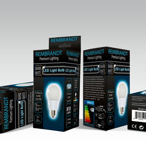 Design high end LED light bulb packaging for Rembrandt Premium Lighting