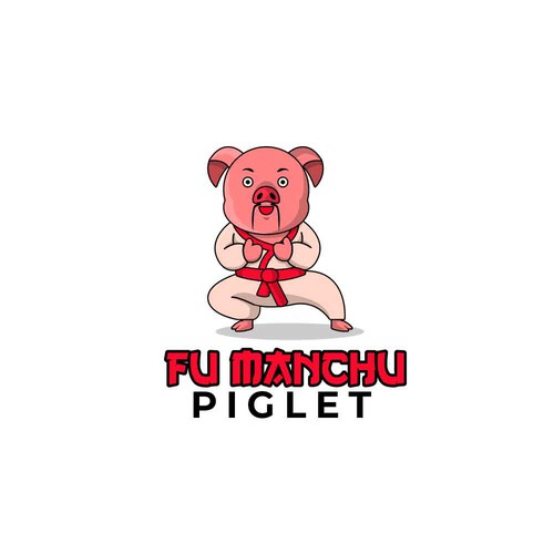 Karate Piglet mascot logo