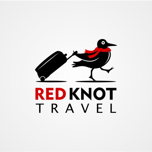 A classic/chic, character logo for Red Knot Travel - an at home travel agency.