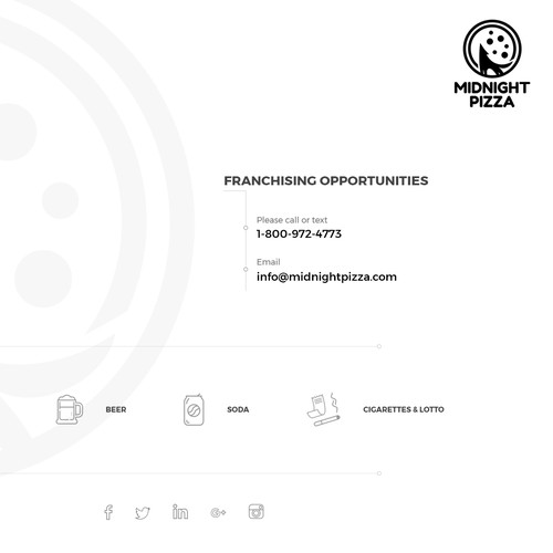Landing page design for Midnight Pizza