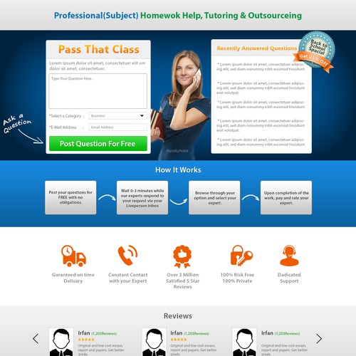 Create a winning landing page for an online tutoring/ outsourcing website