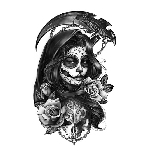 Sugar skull tattoo design