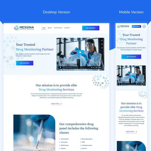 Messina Medical Services Website Modern Home page design for Drug Testing Company