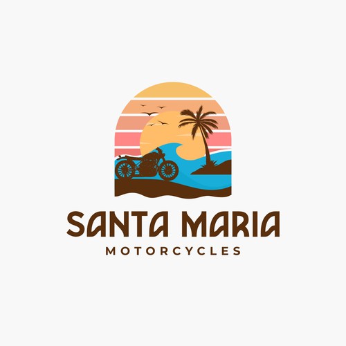 Coastal Ride: Vintage Patch Logo for Santa Maria Motorcycles