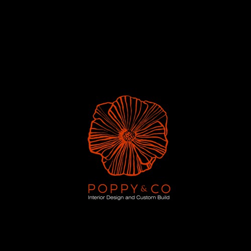 Poppy flower logo for interior designer