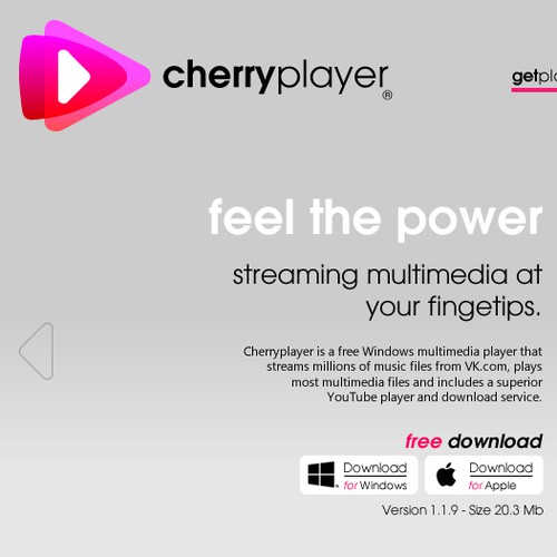 New website design for CherryPlayer.com