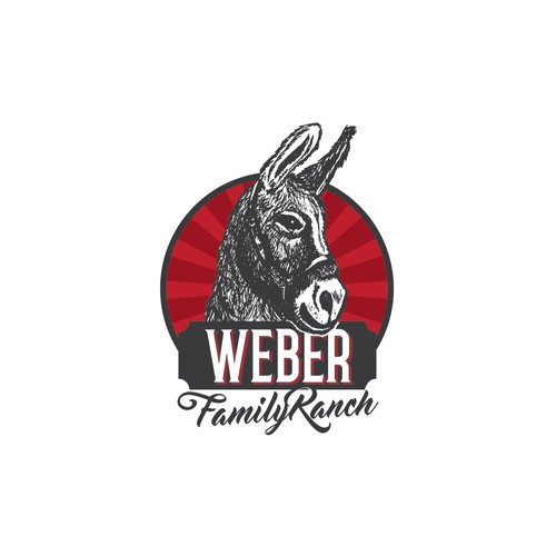 Create a vintage look for a family ranch with a "Ass" as it's mascot!