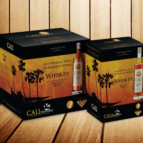 Classy whiskey package with a California vibe