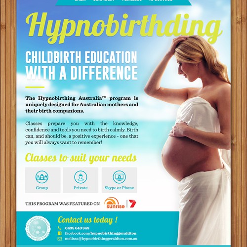 Please create a poster that advertises the Hypnobirthing program I teach