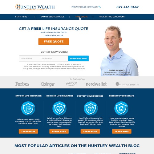 Website design concept for financial advisor