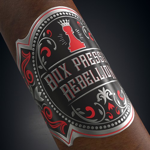 Box Pressed Rebellion Cigar Band Design