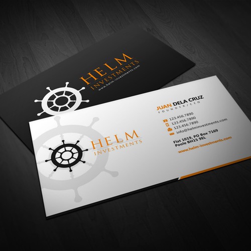 Business card design for Helm Investments