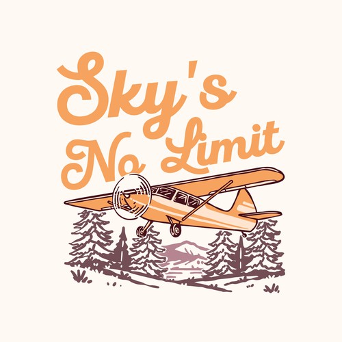 Vintage Adventure Airplane and Nature Landscape Design