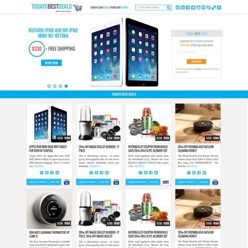 Shopping experience needs creative and stylish langing page