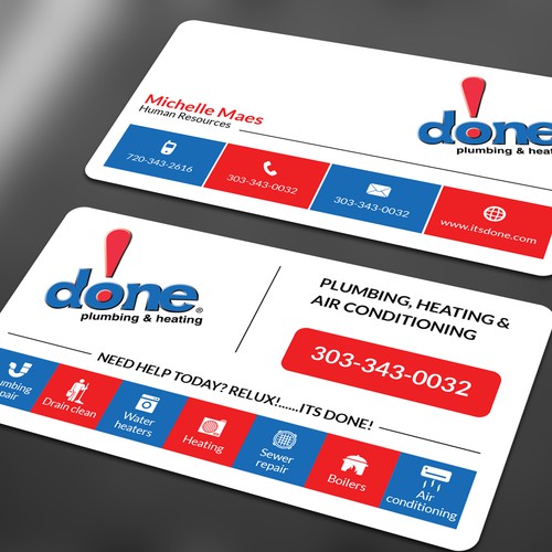 Business card Design for Done plumbing & heating