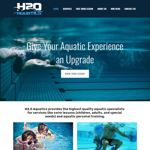 Squarespace website design for H2.O Aquatics