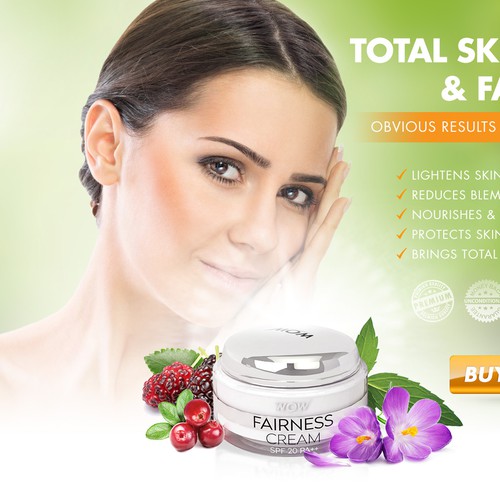 landing page for fairness cream
