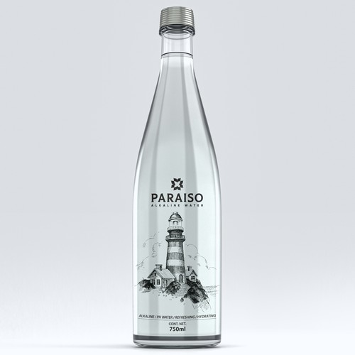Label for New Alkaline bottled Water.